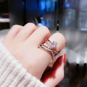 日韓氣質多層水鑽戒指-DoubleBear