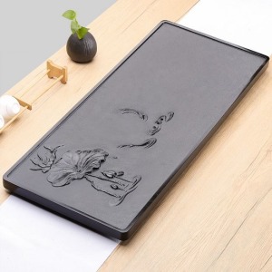 浮雕荷韵烏金石茶盤_80*35-DoubleBear