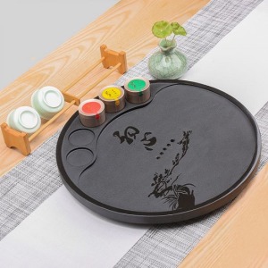 初心圓形烏金石茶盤_39*39-DoubleBear