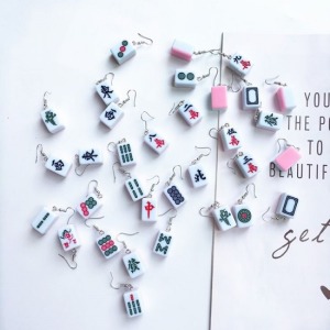 趣味麻將發大財耳環-DoubleBear