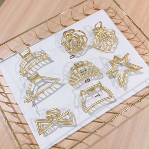 韓版啞金幾何鏤空髮夾-DoubleBear