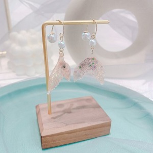 手工巴洛克珍珠海洋魚尾耳環-DoubleBear