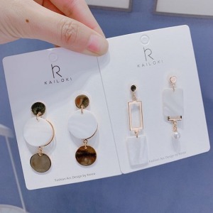 海洋風金屬貝殼幾何耳環-DoubleBear