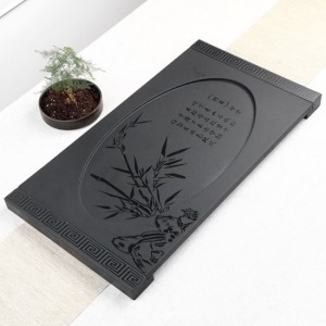 清廉竹石烏金石茶盤_68*37-DoubleBear