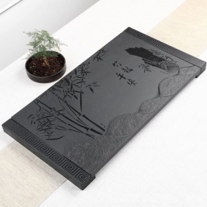 竹報平安烏金石茶盤_68*37-DoubleBear