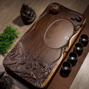 大展鴻圖黑檀實木茶盤_60*30-DoubleBear