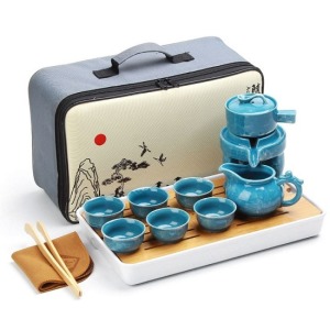 時尚大理石紋半自動旅行茶具組-DoubleBear