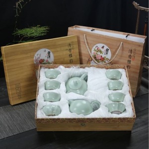 10頭清香雅韵汝窯瓷茶具套裝-DoubleBear