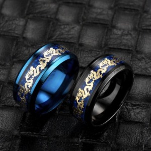 炭纖維底紋雙龍戒指-DoubleBear