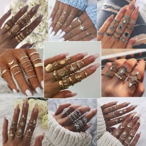 爆款12套組水滴幾何戒指-DoubleBear