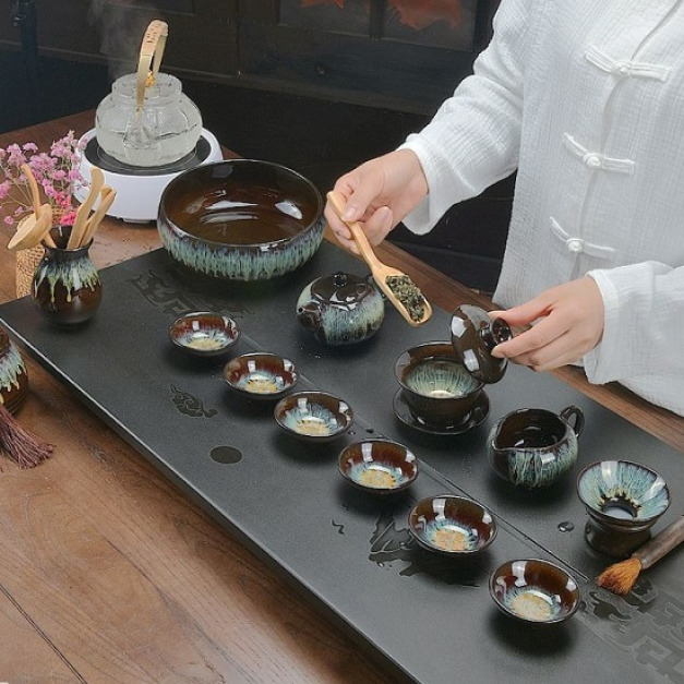 辦公天目沙金釉窯變茶具(附六君子)-DoubleBear