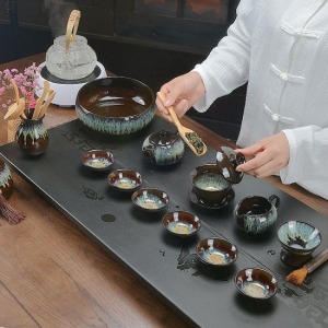 辦公天目沙金釉窯變茶具(附六君子)-DoubleBear