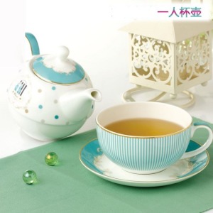 經典愛麗絲條紋一人杯壺-DoubleBear