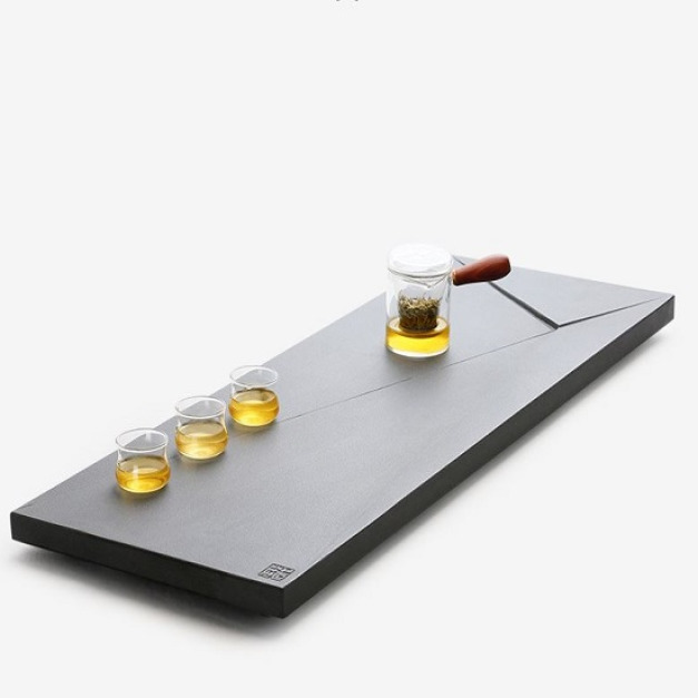 簡約傾斜幾何美烏金石茶盤_6030-DoubleBear