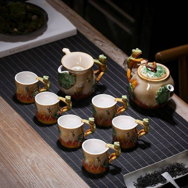 10頭動物造型窯變茶具-DoubleBear