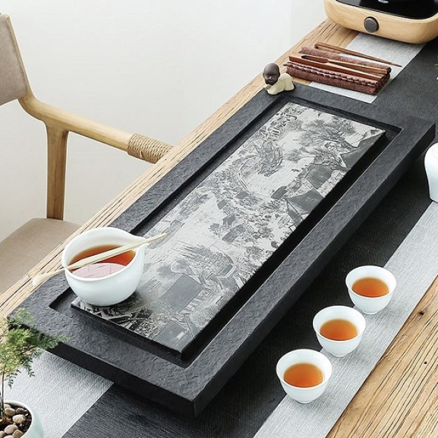 影雕清明上河圖烏金石茶盤_60*30-DoubleBear