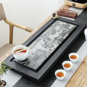 影雕清明上河圖烏金石茶盤_60*30-DoubleBear