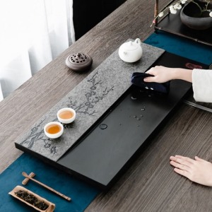 梅開五福烏金石茶盤_70*30-DoubleBear