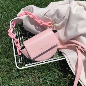 復古少女純色馬鞍包-DoubleBear