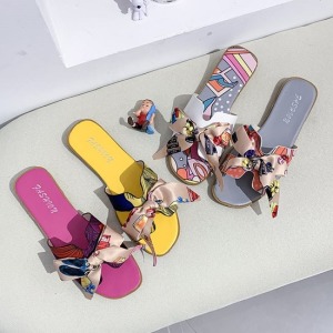 花色H型蝴蝶結涼拖鞋-DoubleBear