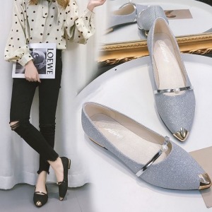 一顆珍珠閃亮尖頭鞋-DoubleBear