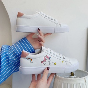 Q版獨角獸皮質小白鞋-DoubleBear