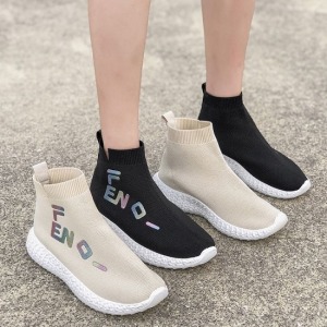 英字鐳射高幫飛織鞋-DoubleBear