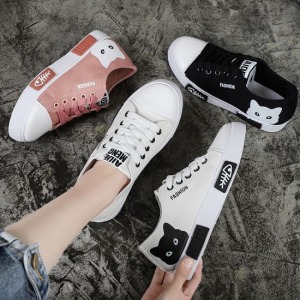 貓咪愛上魚低幫帆布鞋-DoubleBear