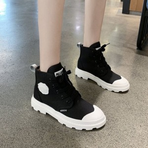 帥氣炫彩色厚底高幫帆布靴-DoubleBear