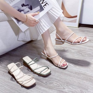 細條兩穿低跟涼拖鞋-DoubleBear