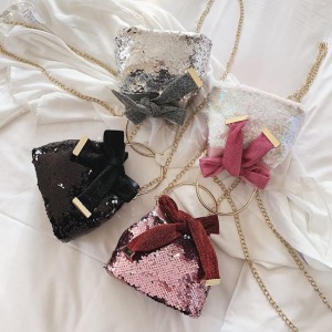 奢華蝴蝶結亮片兩用水桶包-DoubleBear