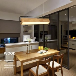 木質簡約餐廳書房三色光吊線燈_78CM-DoubleBear