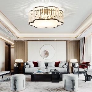 現代鐵藝玻璃水晶花朵吸頂燈_50CM-DoubleBear