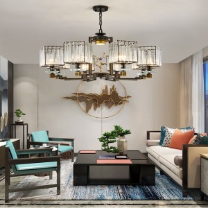 奢侈手工描金雕花水晶8頭吊燈-DoubleBear