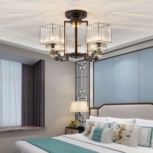 奢侈手工描金雕花水晶4頭吊燈-DoubleBear