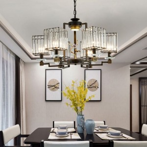 奢侈手工描金雕花水晶6頭吊燈-DoubleBear