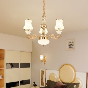 歐式奶白玻璃吸吊兩用3頭燈-DoubleBear