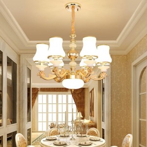 歐式奶白玻璃吸吊兩用6頭燈-DoubleBear