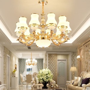 歐式奶白玻璃吸吊兩用10頭燈-DoubleBear