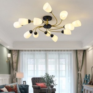 北歐溫馨透光玻璃9頭吊燈-DoubleBear