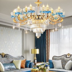 尊享歐式水晶陶瓷15頭吊燈-DoubleBear