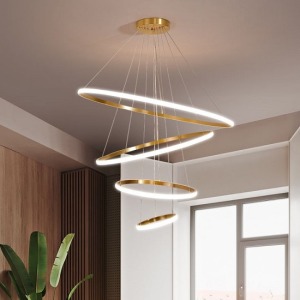 北歐別墅四環全銅設計吊燈-DoubleBear