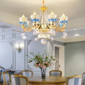 尊享歐式水晶陶瓷8頭吊燈-DoubleBear