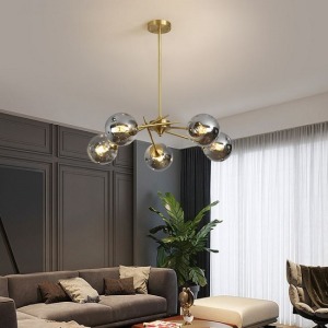 北歐防腐全銅分子5頭吊燈-DoubleBear