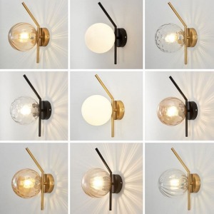 北歐風玻璃圓球三色壁燈-DoubleBear