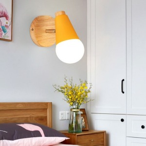 簡約木與鐵藝術多色壁燈-DoubleBear