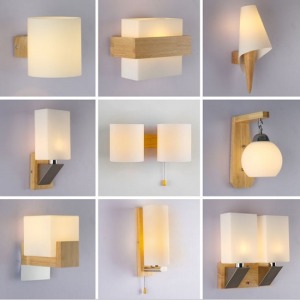 簡約北歐木藝多款玻璃壁燈-DoubleBear