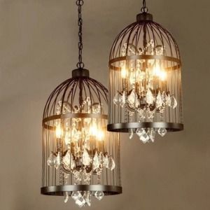 美式鄉村水晶鳥籠吧台吊燈-DoubleBear