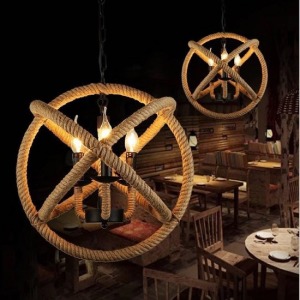 工業風圓環麻繩酒吧吊燈-DoubleBear
