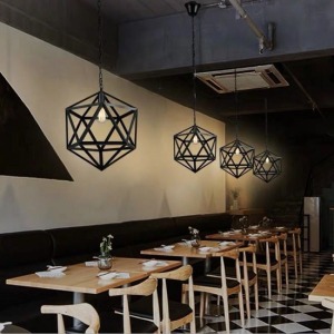 美式工業風鐵藝多面菱形吊燈-DoubleBear